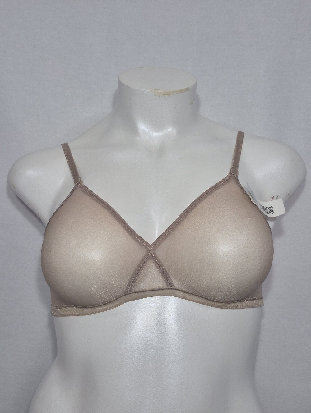 36B Warners 1030 Naked Truth Seamless Soft Cup Sheer Wire Free Bra Beige NWT